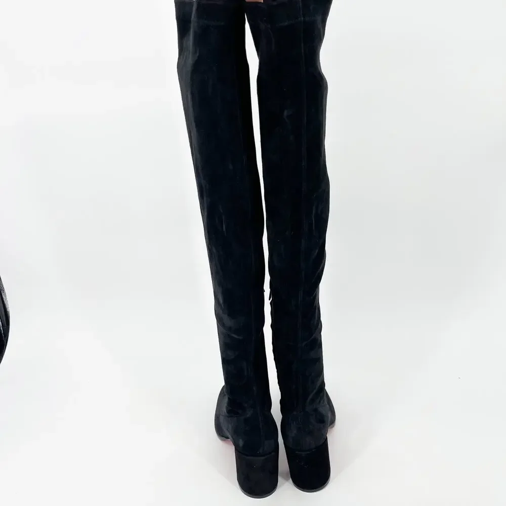 Christian Louboutin Stretchadoxa Black Over the Knee Block Heel Boots EU 36.5 - Picture 7 of 12